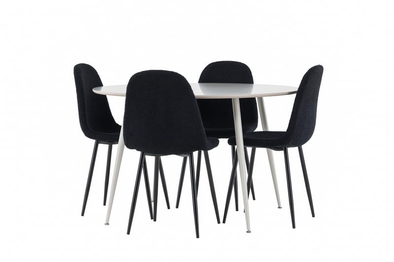 Plaza Matgrupp 120 cm Rund med 4 Polar stolar - Beige/Svart - Products - Möbler - Bord & matgrupp - Matgrupp