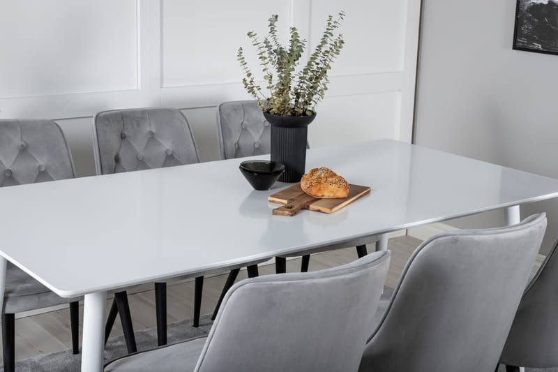 Polar Matgrupp 180 cm Rektangulär med 6 Velvet Deluxe stolar - Svart - Products - Möbler - Bord & matgrupp - Matgrupp