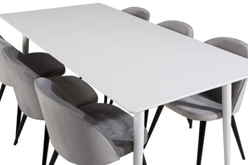 Polar Matgrupp 180 cm Rektangulär med 6 Velvet stolar - Svart - Products - Möbler - Bord & matgrupp - Matgrupp