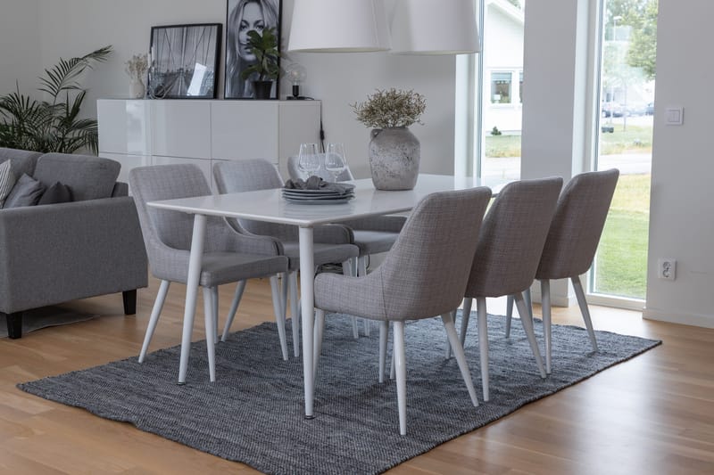 Polar Matgrupp 180 cm Rektangulär med 6 Plaza stolar - Grå - Products - Möbler - Bord & matgrupp - Matgrupp