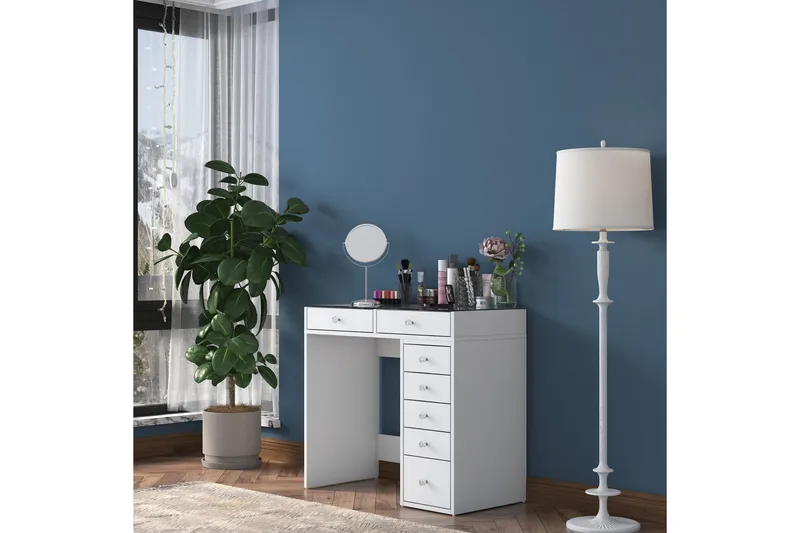 Ramender Sminkbord 90 cm, Glasskiva