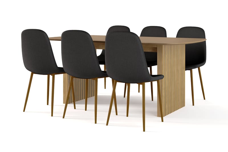 Richeto Matbord 180 cm ek +  6 st Nibe stol svart med ek ben - Natur/Svart - Products - Möbler - Bord & matgrupp - Matgrupp