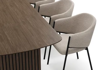 Richeto Matbord 180 cm med 6 Filip Matstolar - Rökt ek / Taupe Bouclé - Products - Möbler - Bord & matgrupp - Matgrupp