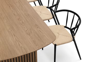 Richeto Matbord 180 cm med 6 Winston Matstolar - Naturlig finish / Beige / Metallben Svart - Products - Möbler - Bord & matgrupp - Matgrupp