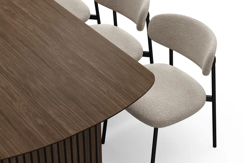 Richeto Matbord 210 cm med 6 Lucy Matstolar - Rökt ek / Greige Bouclé - Products - Möbler - Bord & matgrupp - Matgrupp