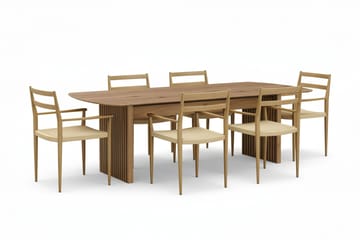 Richeto Matbord 210 cm med 6 st Jamna Karmstolar - Brun - Products - Möbler - Bord & matgrupp - Matgrupp