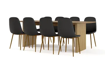 Richeto Matbord 240 cm ek +  8 st Nibe stol svart med ek ben - Natur/Svart - Products - Möbler - Bord & matgrupp - Matgrupp