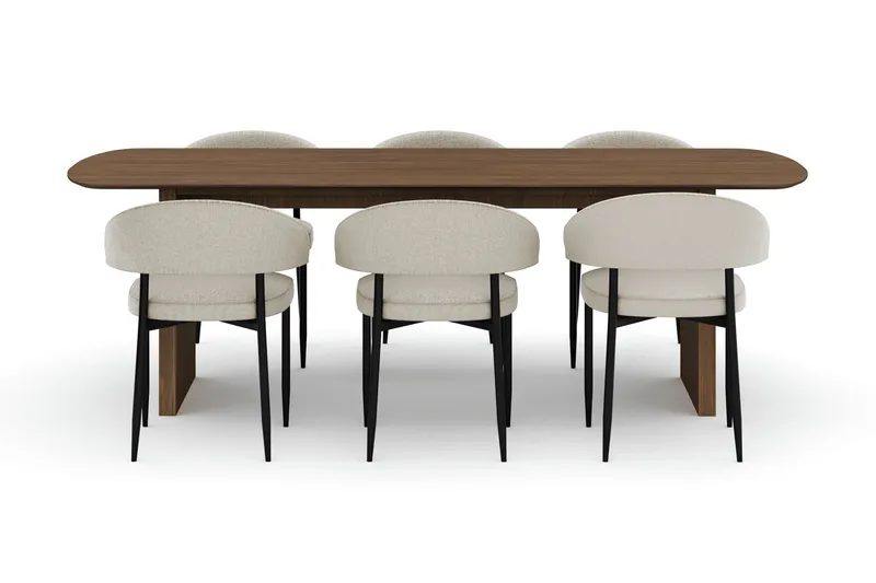 Richeto Matbord 240 cm med 6 Sawako Stolar - Ek - Products - Möbler - Bord & matgrupp - Matgrupp