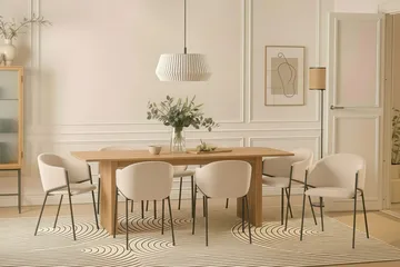 Richeto Matbord 240 cm med 8 Filip Matstolar - Naturlig finish / Vit Bouclé - Products - Möbler - Bord & matgrupp - Matgrupp