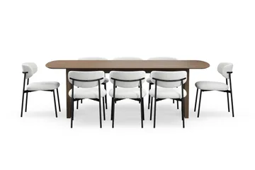 Richeto Matbord 240 cm med 8 Lucy Matstolar - Rökt ek / Vit Bouclé - Products - Möbler - Bord & matgrupp - Matgrupp