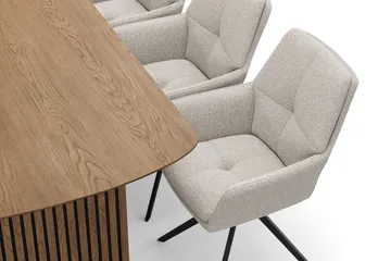 Richeto Matgrupp 180 cm med 6 Torsby Snurrstolar - Naturlig finish/Mörkbeige - Products - Möbler - Bord & matgrupp - Matgrupp