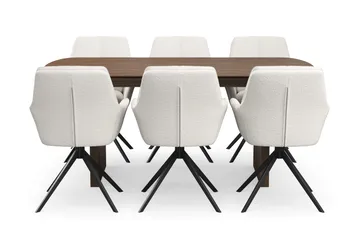 Richeto Matgrupp 180 cm med 6 Torsby Snurrstolar - Rökt ek/Ljusbeige - Products - Möbler - Bord & matgrupp - Matgrupp