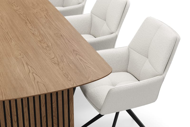 Richeto Matgrupp 210 cm med 6 Torsby Snurrstolar - Naturlig finish/Ljusbeige - Products - Möbler - Bord & matgrupp - Matgrupp