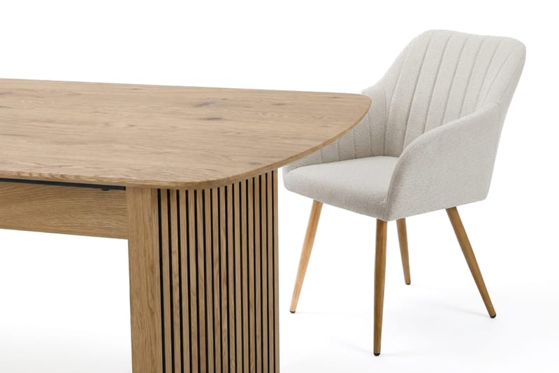 Richeto Matgrupp Ek 180 cm med 6 Filippa Matstolar - Ek/Vit - Products - Möbler - Bord & matgrupp - Matgrupp