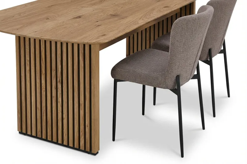 Richeto Matgrupp Ek 210 cm med 6 Elsie Matstolar - Ek/Grå - Products - Möbler - Bord & matgrupp - Matgrupp