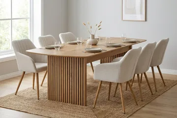 Richeto Matgrupp Ek 240 cm med 6 Filippa Matstolar - Ek/Vit - Products - Möbler - Bord & matgrupp - Matgrupp