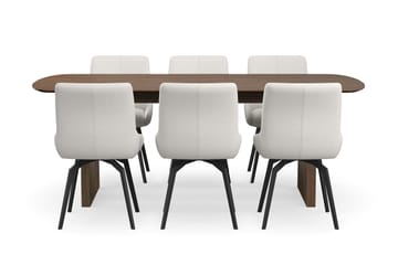 Richeto Matgrupp Rökt Ek 210 cm med 6 Mora Snurrstolar - Rökt ek/Ljusbeige - Products - Möbler - Bord & matgrupp - Matgrupp