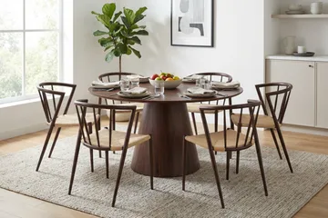 Siena Matgrupp runt 130 cm Valnöt med 6 Winston Matstolar - Valnöt - Products - Möbler - Bord & matgrupp - Matgrupp