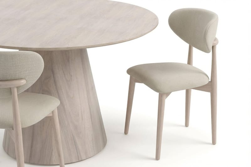 Siena Matgrupp runt 130 cm Vitlaserad med 6 Molly Matstolar - Vitlaserad - Products - Möbler - Bord & matgrupp - Matgrupp