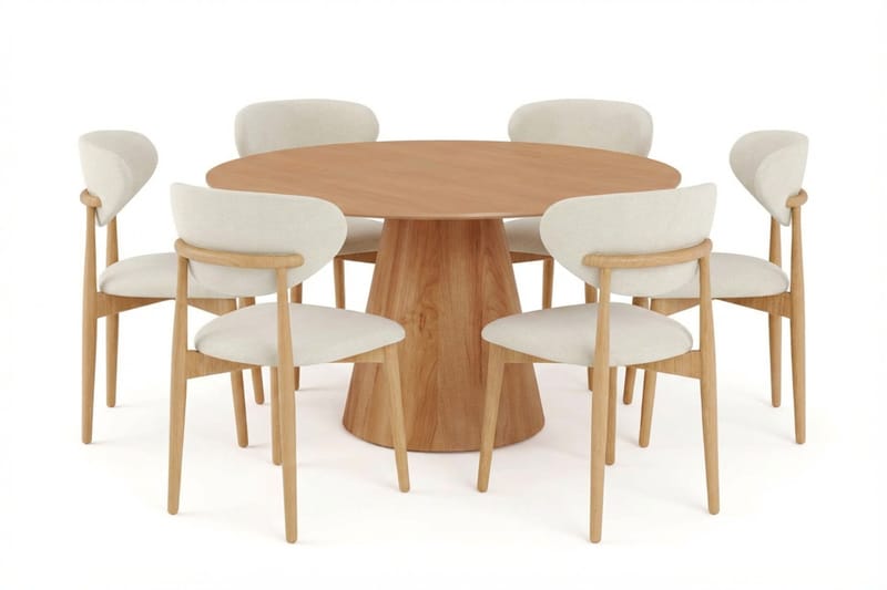 Siena Matgrupp runt 150 cm Ek med 6 Molly Matstolar - Ek - Products - Möbler - Bord & matgrupp - Matgrupp