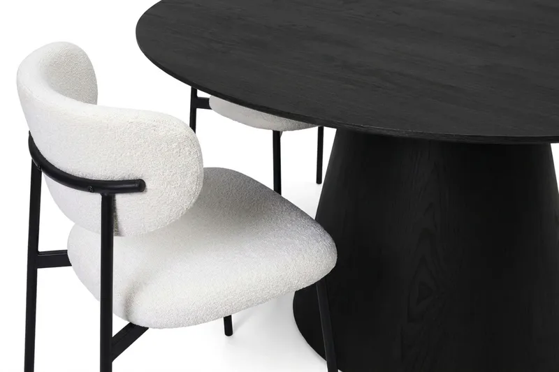 Siena Matgrupp runt 150 cm Svart med 6 Lucy Matstolar - Svart - Products - Möbler - Bord & matgrupp - Matgrupp