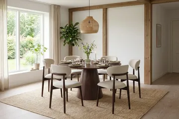 Siena Matgrupp runt 150 cm Valnöt med 6 Molly Matstolar - Valnöt - Products - Möbler - Bord & matgrupp - Matgrupp