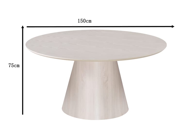 Siena Stort Matbord Runt 150cm Fanér - Vitpigmenterat - Products - Möbler - Bord & matgrupp - Matbord & köksbord