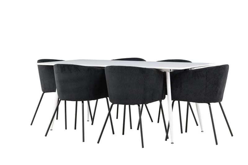 Silar Matgrupp 180 cm Rektangulär med 6 Berit stolar - Vit/Svart - Products - Möbler - Bord & matgrupp - Matgrupp