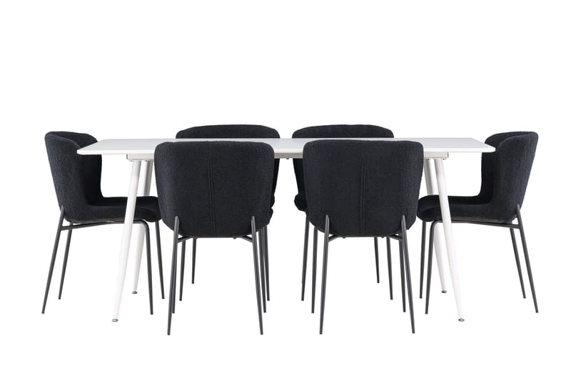 Silar Matgrupp 180 cm Rektangulär med 6 Modesto stolar - Vit/Svart - Products - Möbler - Bord & matgrupp - Matgrupp