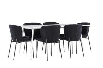 Silar Matgrupp 180 cm Rektangulär med 6 Modesto stolar - Vit/Svart - Products - Möbler - Bord & matgrupp - Matgrupp