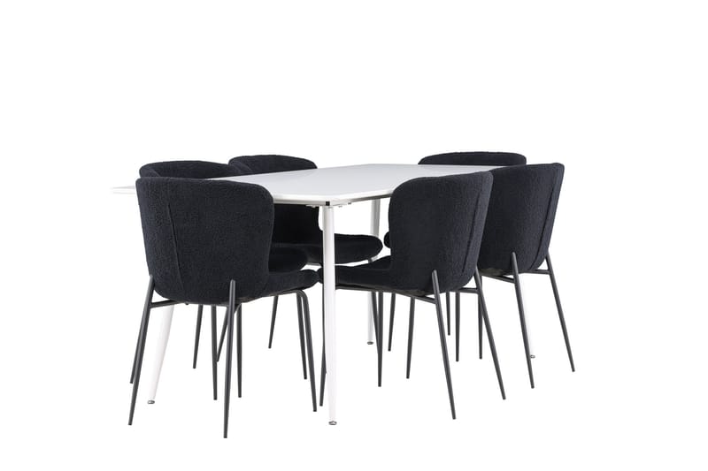 Silar Matgrupp 180 cm Rektangulär med 6 Modesto stolar - Vit/Svart - Products - Möbler - Bord & matgrupp - Matgrupp