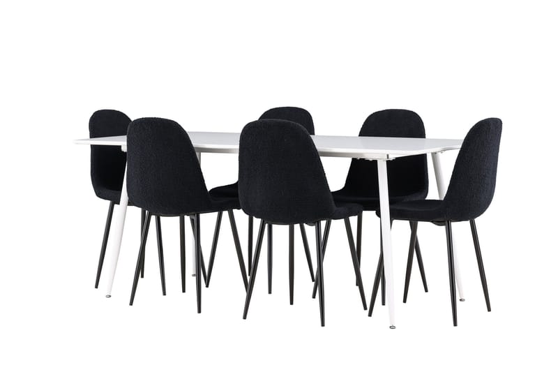 Silar Matgrupp 180 cm Rektangulär med 6 Polar stolar - Vit/Svart - Products - Möbler - Bord & matgrupp - Matgrupp