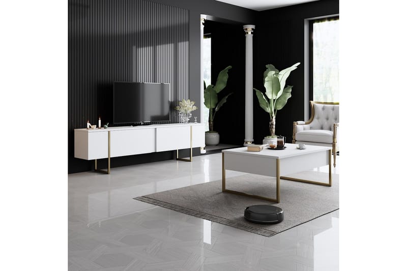 Luxe Soffbord 90x40 cm Vit/Guld - Hanah Home - Products - Möbler - Bord & matgrupp - Soffbord