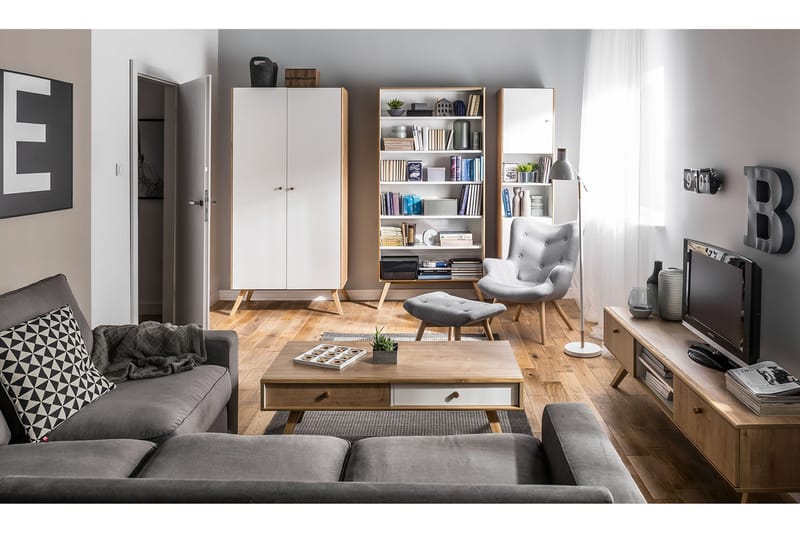 Nature Soffbord 120 cm med Förvaring Vit/Ek - VOX - Products - Möbler - Bord & matgrupp - Soffbord - Soffbord med förvaring