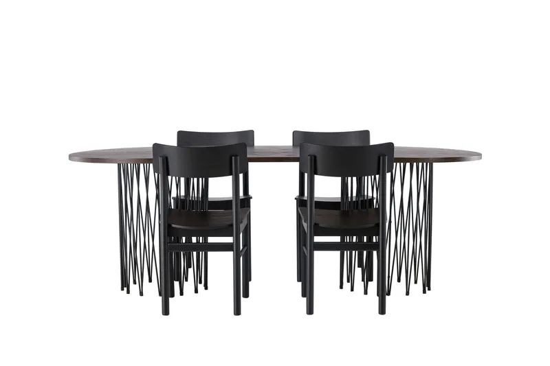 Stone Matgrupp + 4 Montros stolar Oval - Svart/Mocca - Products - Möbler - Bord & matgrupp - Matgrupp