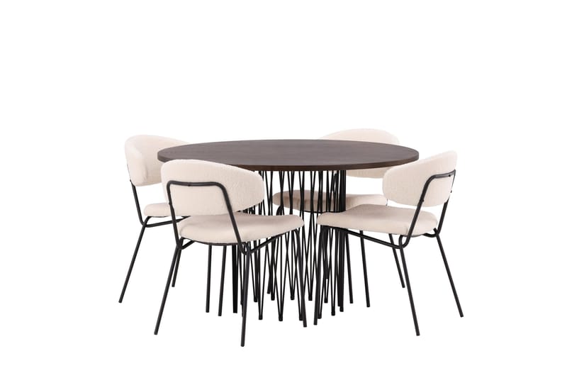 Stone Matgrupp 120 cm Rund med 4 Chico Stolar - Svart - Products - Möbler - Bord & matgrupp - Matgrupp
