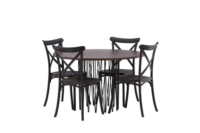 Stone Matgrupp 120 cm Rund med 4 Crosett stolar - Svart - Products - Möbler - Bord & matgrupp - Matgrupp