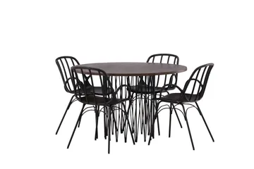 Stone Matgrupp 120 cm Rund med 4 Dyrön stolar - Svart - Products - Möbler - Bord & matgrupp - Matgrupp