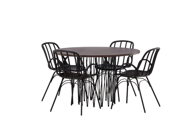 Stone Matgrupp 120 cm Rund med 4 Dyrön stolar - Svart - Products - Möbler - Bord & matgrupp - Matgrupp