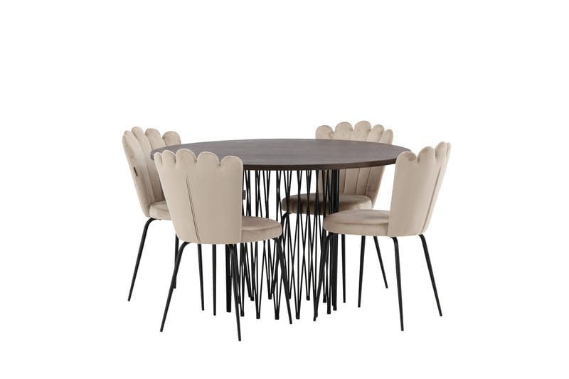 Stone Matgrupp 120 cm Rund med 4 Limhamn stolar - Beige - Products - Möbler - Bord & matgrupp - Matgrupp