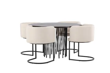 Stone Matgrupp 120 cm Rund med 4 Simrishamn stolar - Beige - Products - Möbler - Bord & matgrupp - Matgrupp