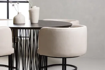 Stone Matgrupp 120 cm Rund med 4 Simrishamn stolar - Beige - Products - Möbler - Bord & matgrupp - Matgrupp