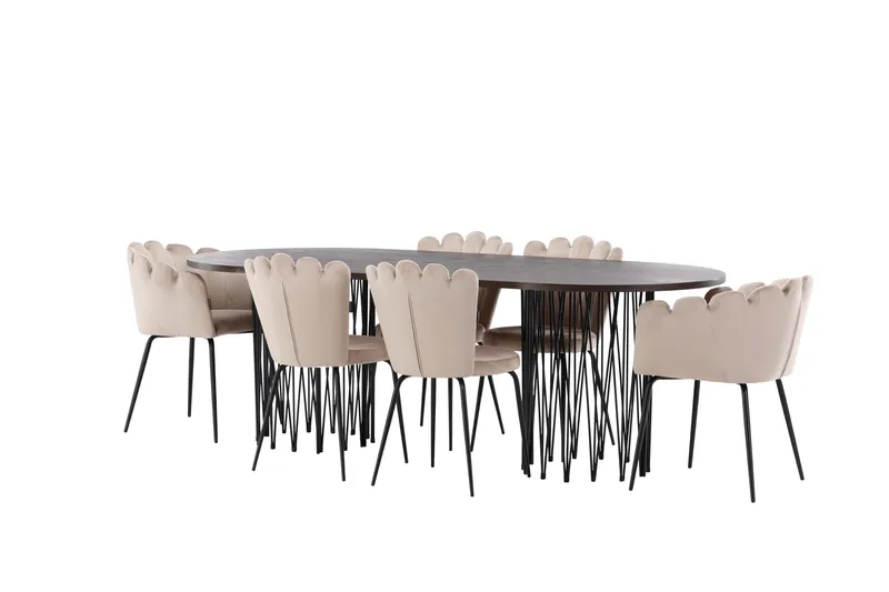 Stone Matgrupp 220 cm Oval med 2 Limhamn stolar - Beige - Products - Möbler - Bord & matgrupp - Matgrupp