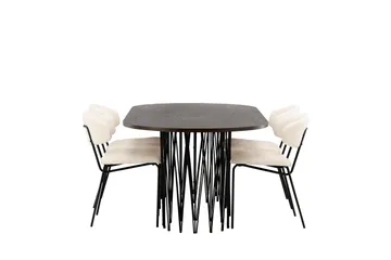 Stone Matgrupp 220 cm Oval med 4 Chico Stolar - Svart - Products - Möbler - Bord & matgrupp - Matgrupp