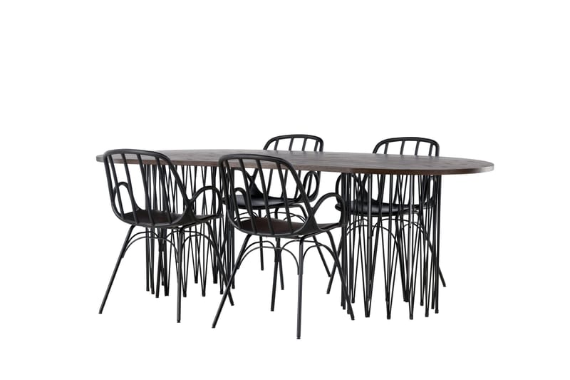 Stone Matgrupp 220 cm Oval med 4 Dyrön stolar - Svart - Products - Möbler - Bord & matgrupp - Matgrupp