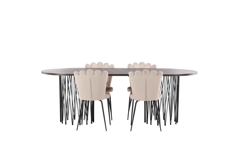 Stone Matgrupp 220 cm Oval med 4 Limhamn stolar - Beige - Products - Möbler - Bord & matgrupp - Matgrupp