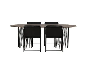 Stone Matgrupp 220 cm Oval med 4 Richmond stolar, Svart