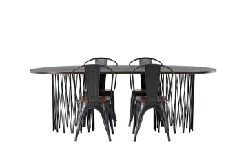 Stone Matgrupp 220 cm Oval med 4 Tempe stolar - Mocca - Products - Möbler - Bord & matgrupp - Matgrupp