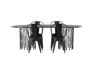 Stone Matgrupp 220 cm Oval med 4 Tempe Stolar - Svart - Products - Möbler - Bord & matgrupp - Matgrupp