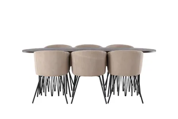 Stone Matgrupp 220 cm Rektangulär med 6 Berit stolar - Beige - Products - Möbler - Bord & matgrupp - Matgrupp